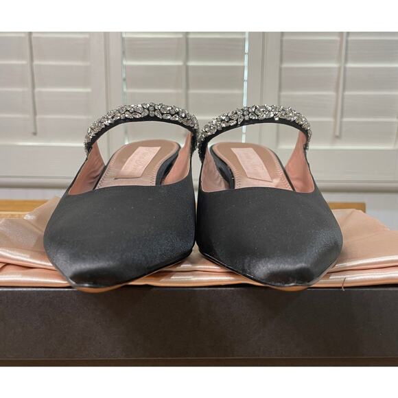 Pnina Tornai 4 Naturalizer Liefde Satin Rhinestone Mules Black Size 9.5 Wide NIB - Picture 7 of 13